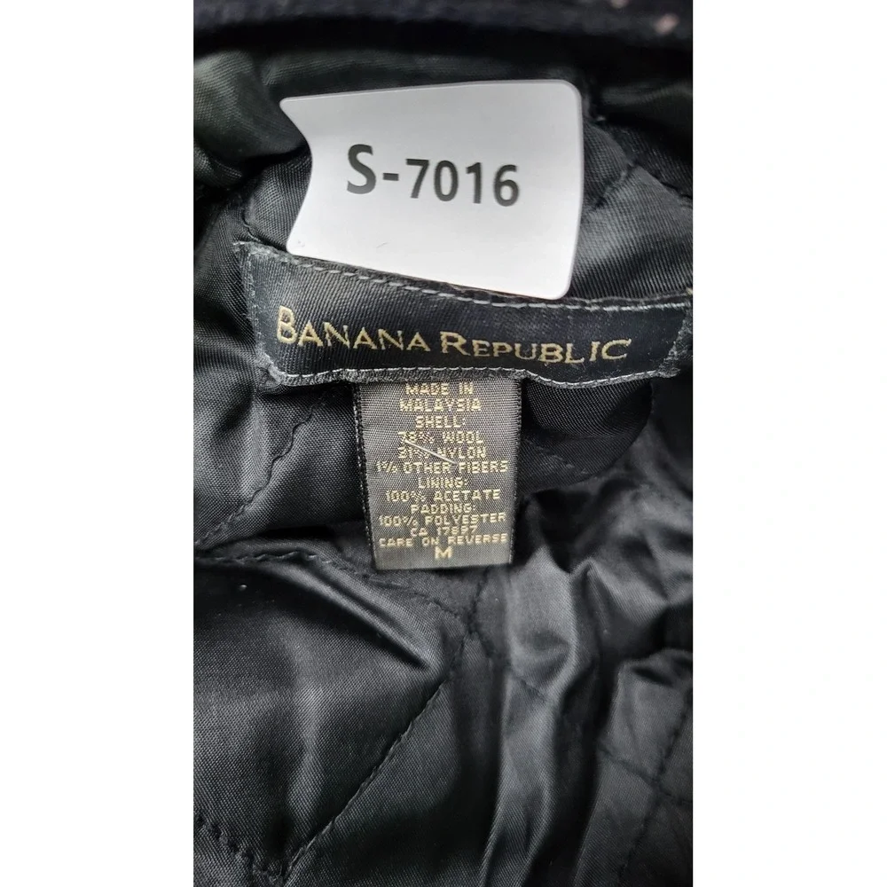 Banana Republic Men Jacket M Black Fibers Other Wool Button Quilt Lined
